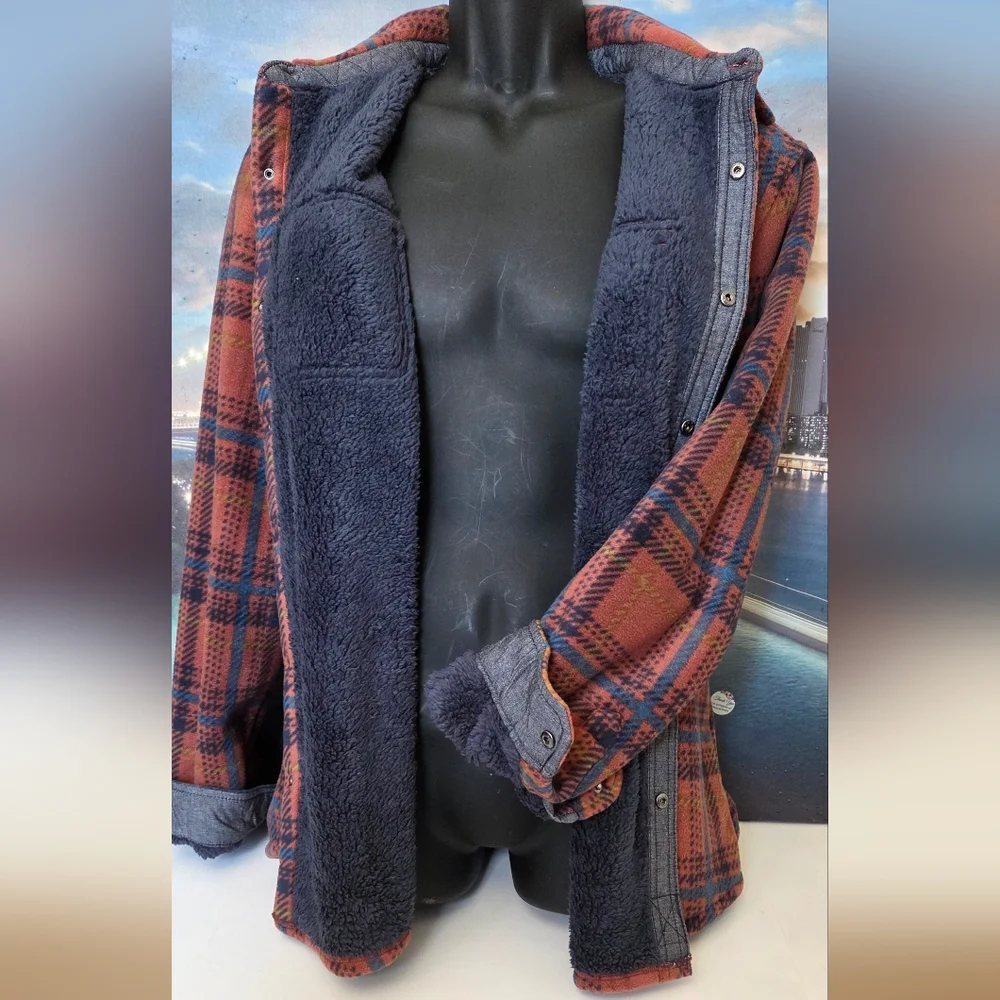 O'NEILL Rust & Navy Plaid Snap Buttons Jacket NWT